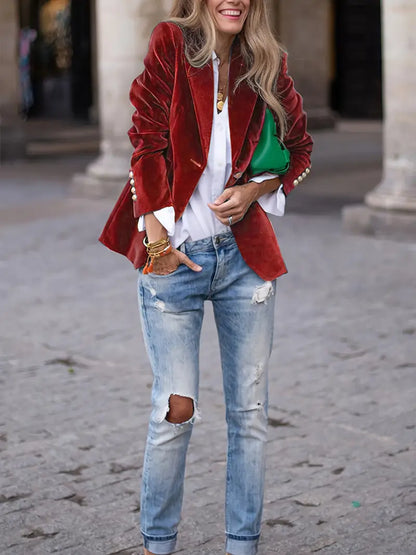 SARAH | VESTE EN VELOURS ÉLÉGANTE