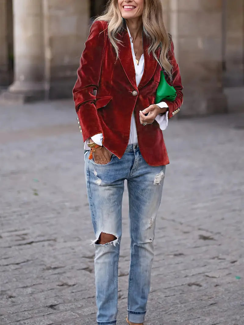SARAH | VESTE EN VELOURS ÉLÉGANTE