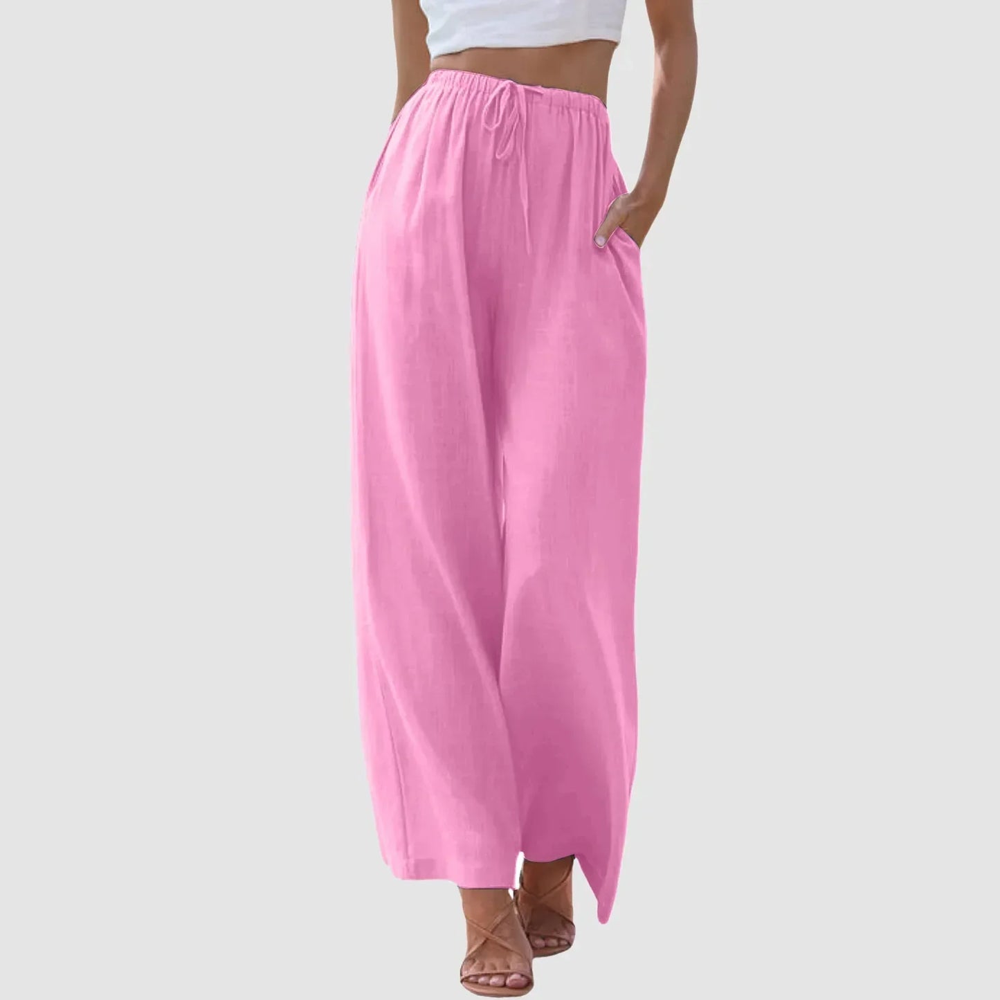 Delphine | Pantalon confort à jambe large et taille haute