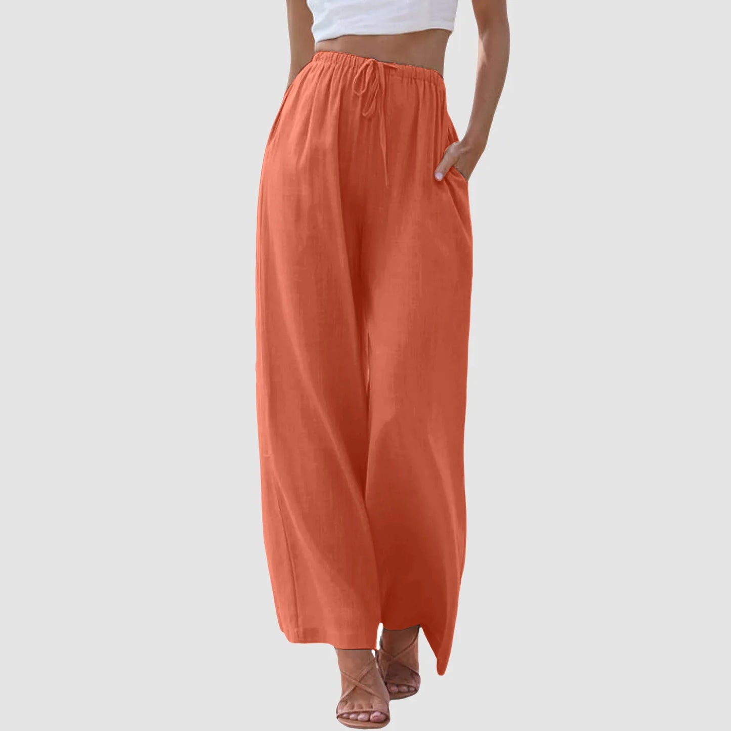 Delphine | Pantalon confort à jambe large et taille haute